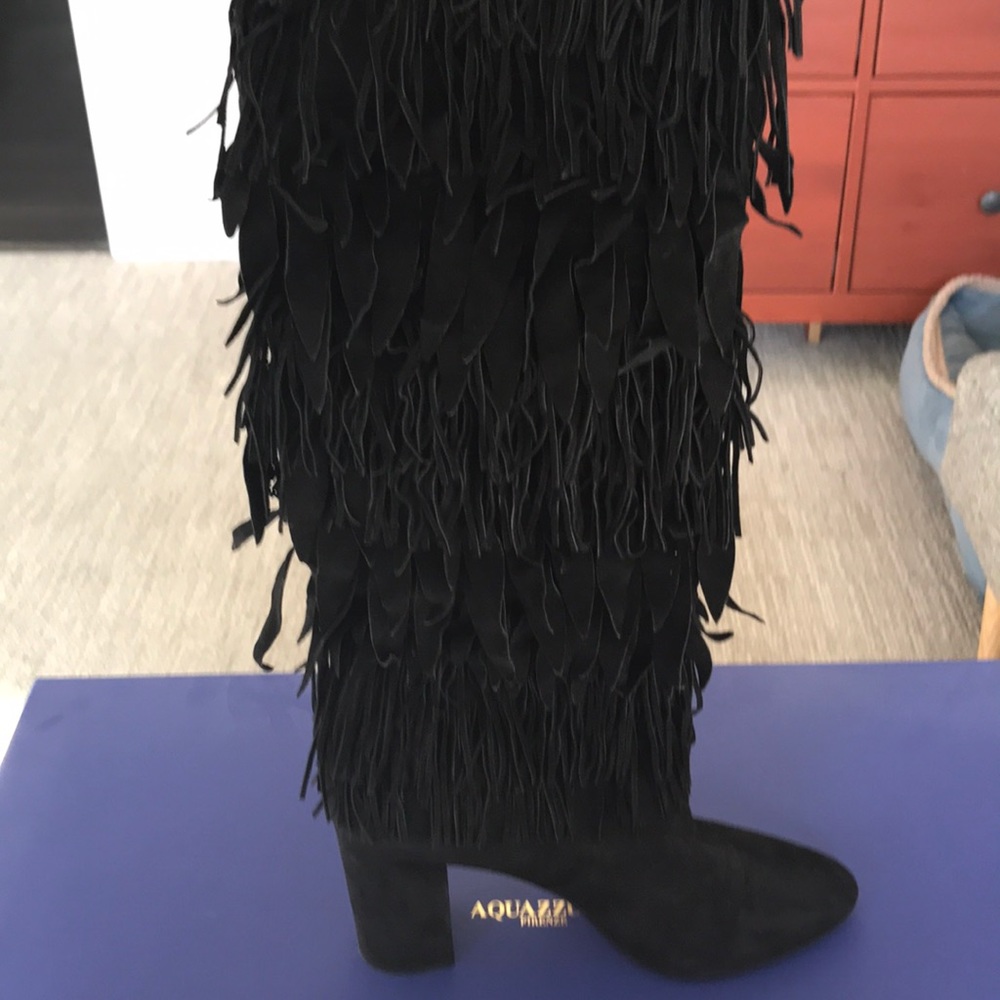 Aquazzura Black suede Woodstock boot size 39
